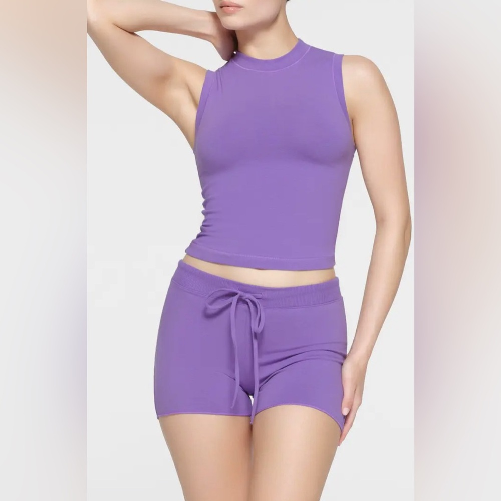 SKIMS Cotton Jersey Mock Neck Tank Ultra Violet M NWT